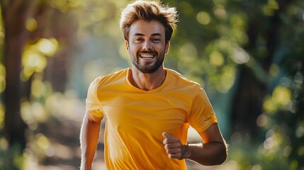 Skinny Man Participating in Charity Run with Enthusiasm and Joy