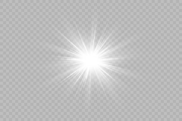 Sun flare light special lens flare light effect. Special effect flash. On a transparent background.