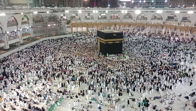 ZamZam tower, view of Muslims for prayer and towaf around kabah in Macca Saudi- 27-4-2018,makkah background
