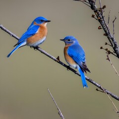 Fototapeta premium beautiful bluebirds on the branch