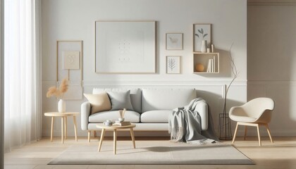 design living room interior light pastel colors scandinavian nordic neutral tones