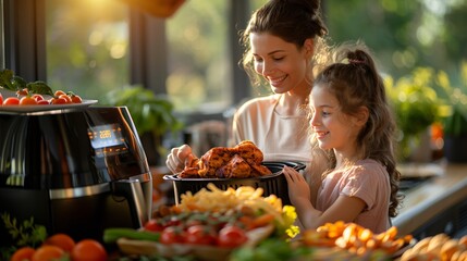 Cooking Delicious Meals Together in a Bright Kitchen With Fresh Ingredients and Joyful Spirits