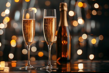 Toast with a glass of champagne that holds the sparkle of diamonds. A luxurious moment that promises an unforgettable evening.Generative AI