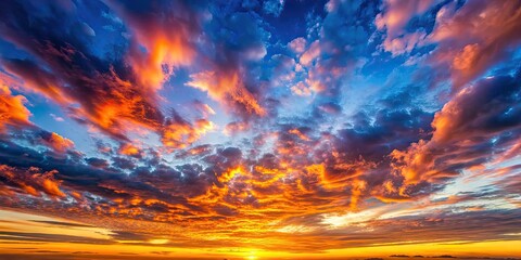 Vibrant sky with dynamic clouds at sunrise or sunset, depicting natural beauty, tranquility, and passage of time , sunrise