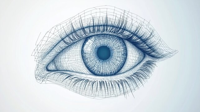 Detailed wireframe blueprint design of human eye