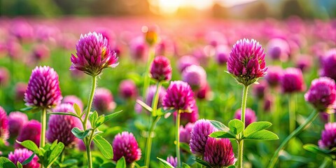Fototapeta premium Vibrant patch of clover plants in a field, green, clover, plants, background, Saint Patrick, spring, nature, bright, lush, Irish