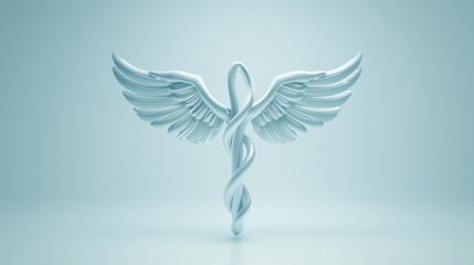 Obraz premium A white angel with wings and a silver staff