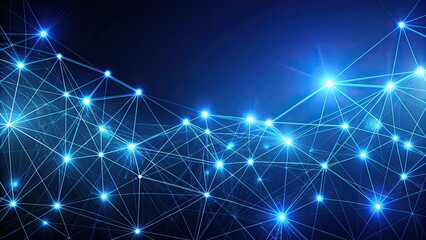 Fototapeta premium Abstract technology background with glowing connections and polygonal mesh pattern on dark blue, abstract, technology