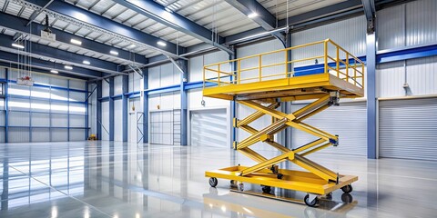 Scissor lift platform with polished epoxy flooring for industrial use, scissor lift, platform, polished