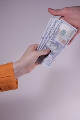 Financial deal in dollar bills minimalism