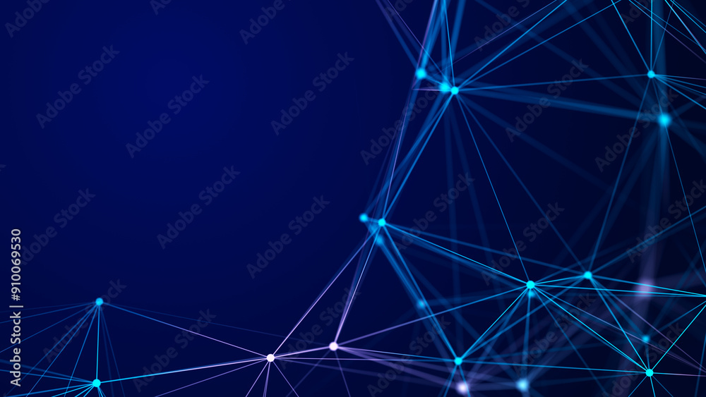 Aufkleber Abstract background with interweaving of colored lines and dots. Network connection structure. Data exchange. 3D