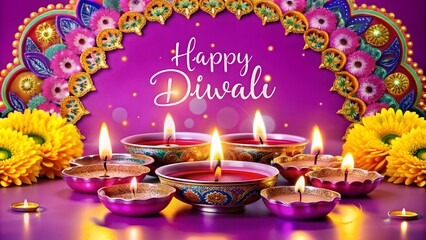 Traditional Indian Happy Diwali Celebration - Illuminated Festival of Lights background AI generated image