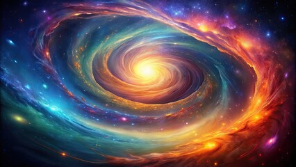 An abstract spiral galaxy in vibrant colors , space, astronomy, universe, cosmic, celestial, stars, planets