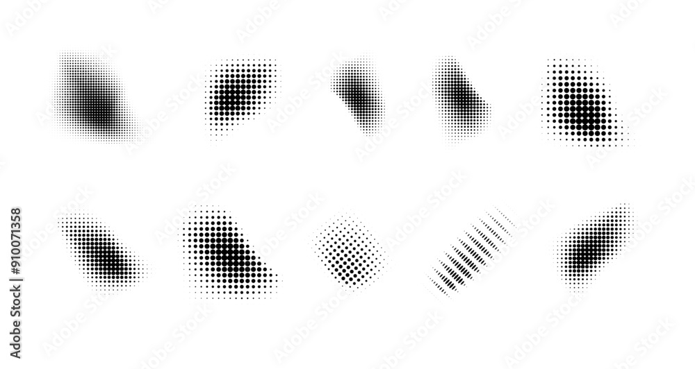 Wall mural dotted halftone waves. abstract shapes, wave effect dotted gradient. halftone graphic dots waves. wa