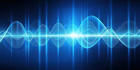 Fototapeta premium Abstract technology background with blue waves and oscillograms , blue, green, black, abstract, waves, oscillograms