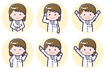 女性薬剤師のポーズセット_01