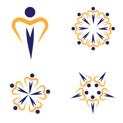 Human and people welfare logo design community care friendship unity vector icon and social organization logo design, human logo design, organization logo, social working. Yoga logo. Letter logo