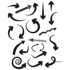 Arrow icon in hand drawn style Handmade doodle vector illustration on isolated background