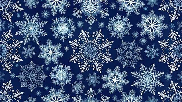 Intricate snowflake seamless pattern on deep blue background, winter, seamless, background, snowflakes, intricate, pattern, blue