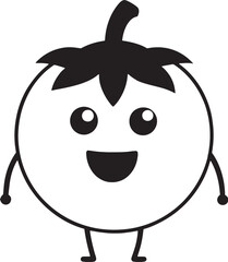 Cartoon art silhouette vector illustration. Tomato vector silhouette design black and white.