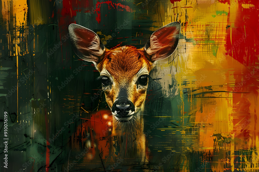 Canvas Prints Abstract Deer Portrait Illustration