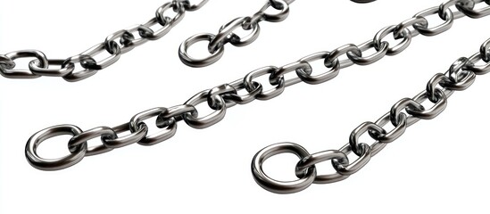 Three Shiny Metal Chains on a White Background