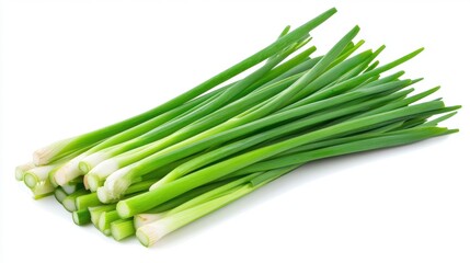 Fototapeta premium Fresh green spring onions isolated on white background