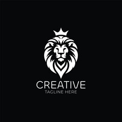 crown lion head logo vector illustration	