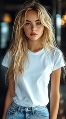 Fototapeta premium White blank T-shirt mockup | T-shirt | Mockup