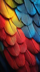 Fototapeta premium Tropical parrot with vibrant feathers, the word 'Parrot' woven into the plumage