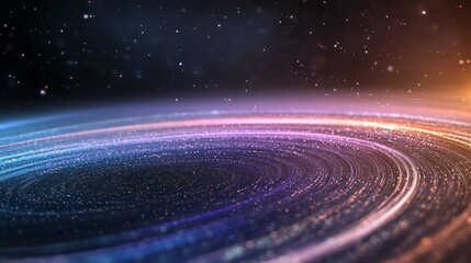 Abstract swirling galaxy with vibrant colors and glittering dust. Cosmic energy. Space exploration concept.