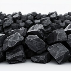 A close-up view of textured black coal pieces, perfect for industrial or natural resource themes in photography.