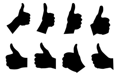 Thumbs up icon set vector image, black vector thumbs up image