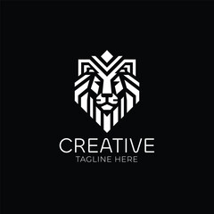 Lion head geometric vector logo design	