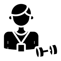 male personal trainer gym instructor glyph icon