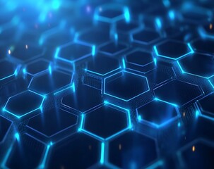 Abstract technology background concept with hexagon pattern and glowing light effects. Vector illustration in the style of abstract, ultra realistic, stock photo, high resolution photography, insanely
