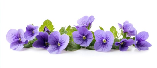 Purple Pansies on White Background