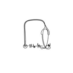 Continuous line drawing. Monochrome illustration of a stethoscope. icon vector illustration
