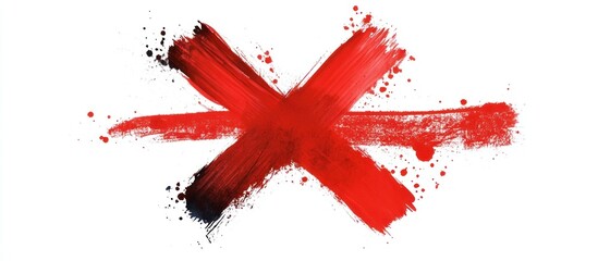 Abstract Red Cross with Splattered Paint