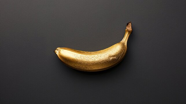 Golden Banana on Black Background