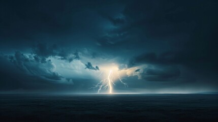 Lightning Storm over Field at Night