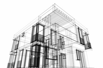 Fototapeta premium architectural sketch of building