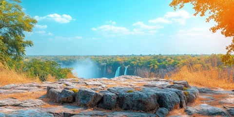 Gardinen View of Victoria Falls from the Edge of a Cliff © MrHamster