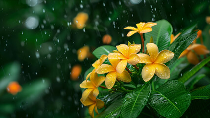 Fototapeta premium water drops on flowers Top View. flower background