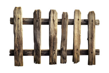 Obraz premium Old wooden fence with weathered, rustic planks. PNG image