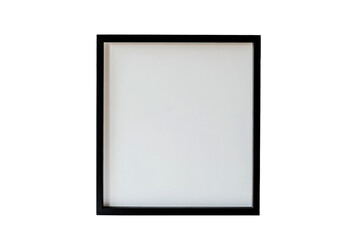 Simple black photo frame with thin border isolated on white. PNG image