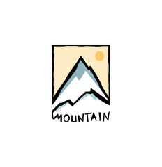 Hand draw Mountain Logo. Adventure Logo Vector for Business, Brand Identity, Personal Logo