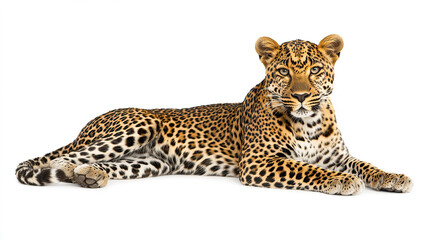 Obraz premium Portrait of Leopard Isolated on White Background, Detailed Leopard Face, Majestic Wild Cat, Close-Up Leopard Image, Beautiful Animal Portrait, Exotic Wildlife, High-Quality Photo