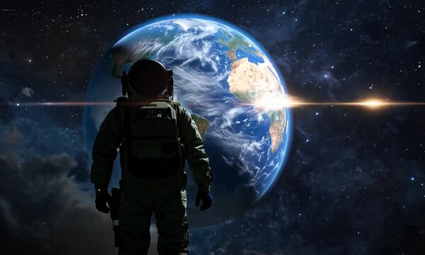 Astronaut Witnessing Earth Exploding