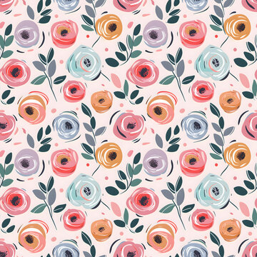 Rose pattern seamless, garden floral, seamless pattern, febric pattern, modern design, Repeat pattern for Febric,  Generative AI, illustration Wallpaper, Background, Design for Febric.